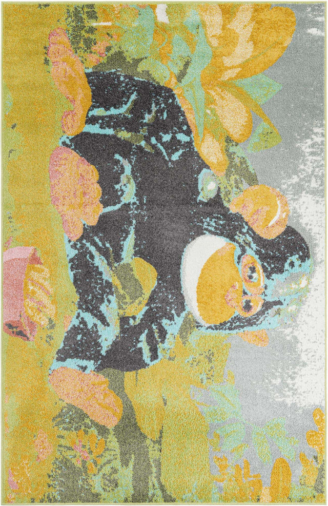 Multicolor 5' 3 x 8' Whimsy Kids Rectangle Area Rug for Baby Nursery, Toddler Playroom, Bedrooms