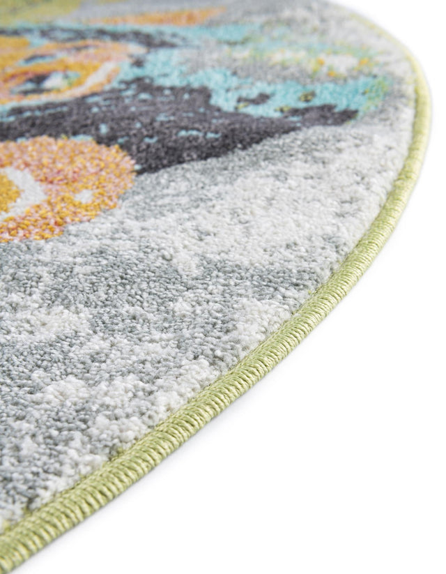 Multicolor 3' 3 x 3' 3 Whimsy Kids Round Area Rug for Baby Nursery, Toddler Playroom, Bedrooms