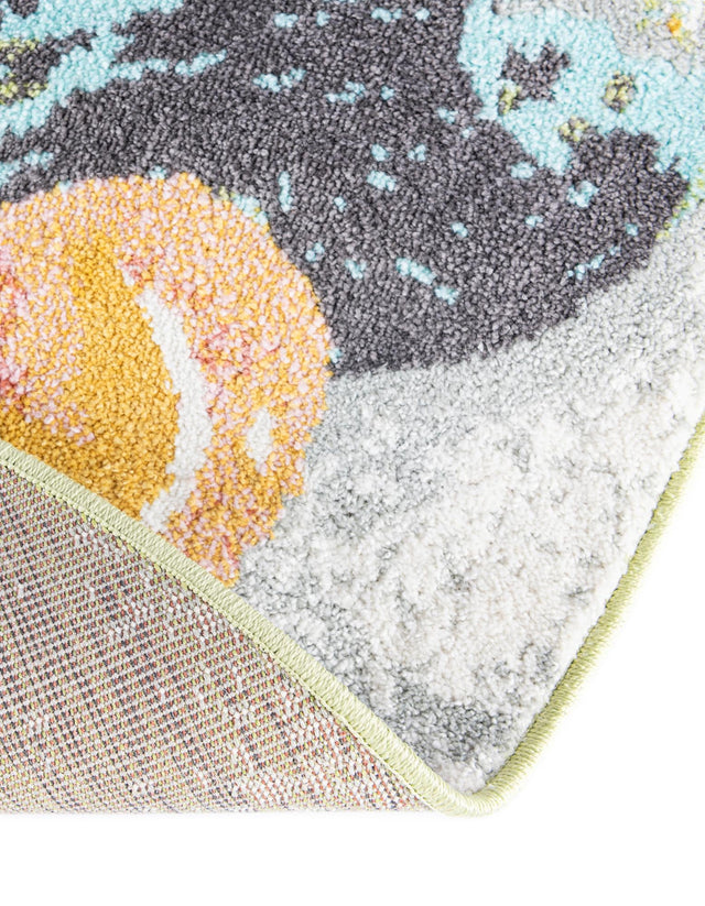 Multicolor 2' 2 x 2' 2 Whimsy Kids Round Area Rug for Baby Nursery, Toddler Playroom, Bedrooms