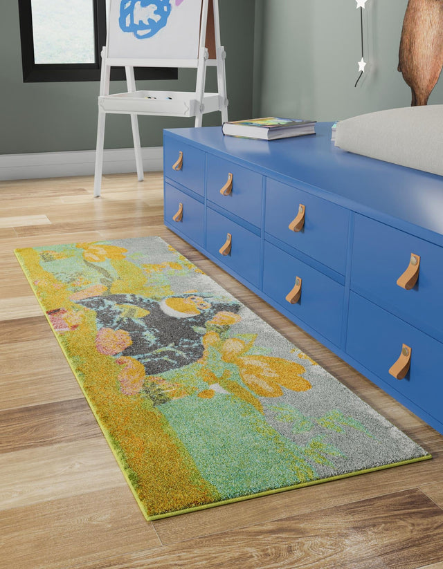 Multicolor 2' 2 x 6' 1 Whimsy Kids Runner Area Rug for Baby Nursery, Toddler Playroom, Bedrooms