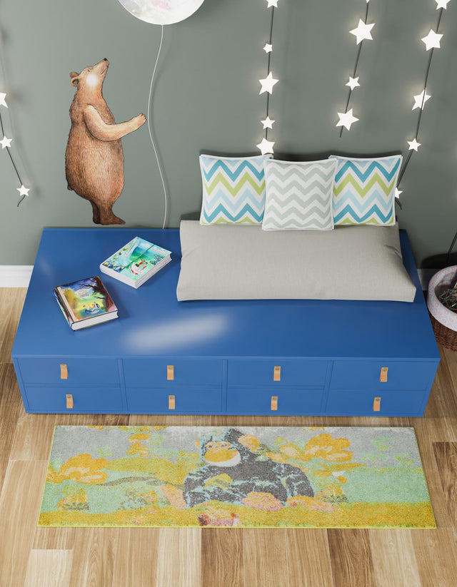 Multicolor 2' 2 x 6' 1 Whimsy Kids Runner Area Rug for Baby Nursery, Toddler Playroom, Bedrooms