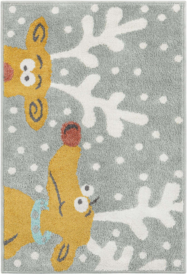Gray 2' 2 x 3' 1 Whimsy Kids Rectangle Area Rug for Baby Nursery, Toddler Playroom, Bedrooms Playful Fun Design Easy Clean Carpet for Sale at Rug Engine