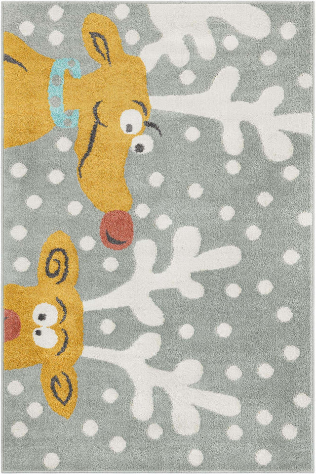 Gray 4' 1 x 6' 1 Whimsy Kids Rectangle Area Rug for Baby Nursery, Toddler Playroom, Bedrooms Playful Fun Design Easy Clean Carpet for Sale at Rug Engine