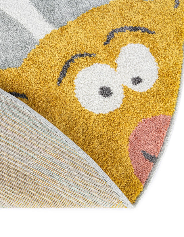 Gray 7' 10 x 7' 10 Whimsy Kids Round Area Rug for Baby Nursery, Toddler Playroom, Bedrooms