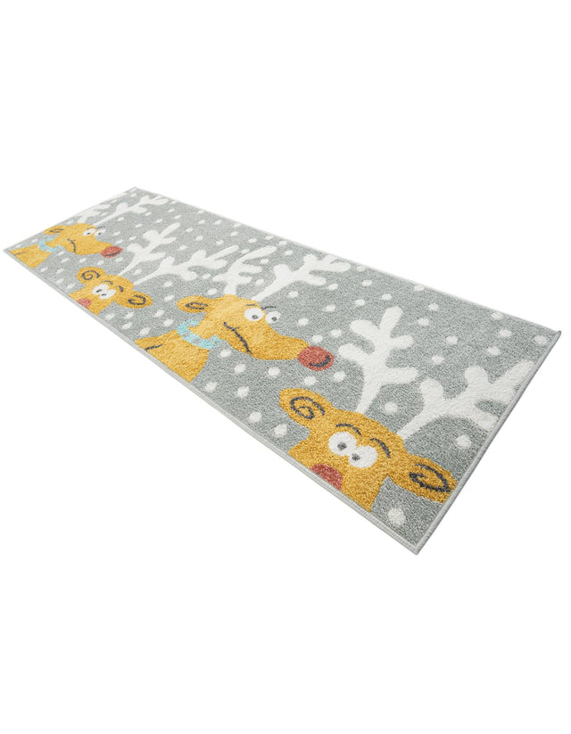 Gray 2' 2 x 6' 1 Whimsy Kids Runner Area Rug for Baby Nursery, Toddler Playroom, Bedrooms