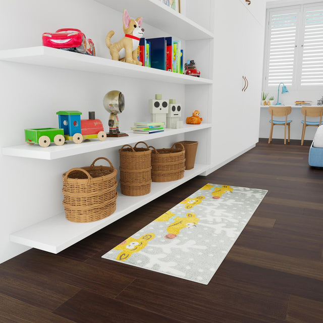 Gray 2' 2 x 6' 1 Whimsy Kids Runner Area Rug for Baby Nursery, Toddler Playroom, Bedrooms