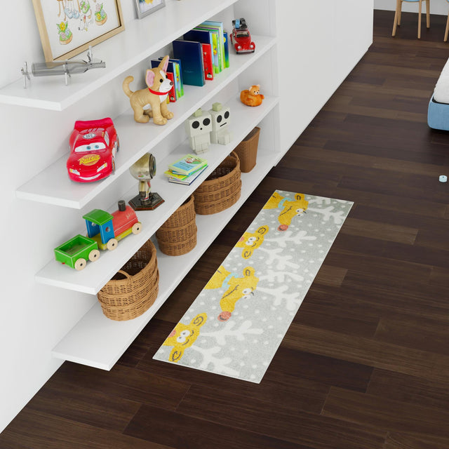 Gray 2' 2 x 6' 1 Whimsy Kids Runner Area Rug for Baby Nursery, Toddler Playroom, Bedrooms