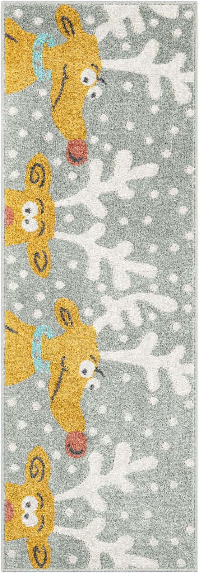 Gray 2' 2 x 6' 1 Whimsy Kids Runner Area Rug for Baby Nursery, Toddler Playroom, Bedrooms