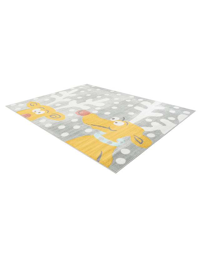 Gray 7' 10 x 10' Whimsy Kids Rectangle Area Rug for Baby Nursery, Toddler Playroom, Bedrooms