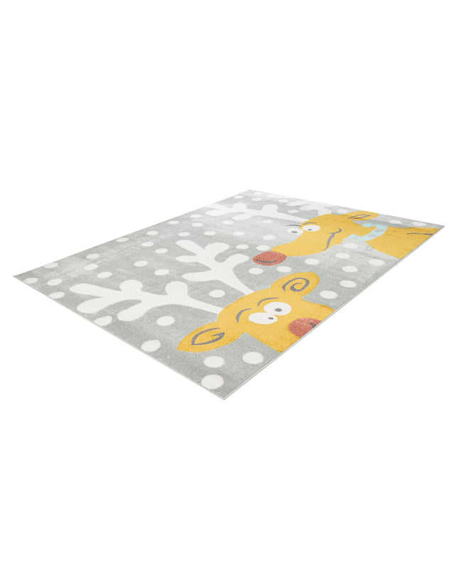 Gray 7' 10 x 10' Whimsy Kids Rectangle Area Rug for Baby Nursery, Toddler Playroom, Bedrooms