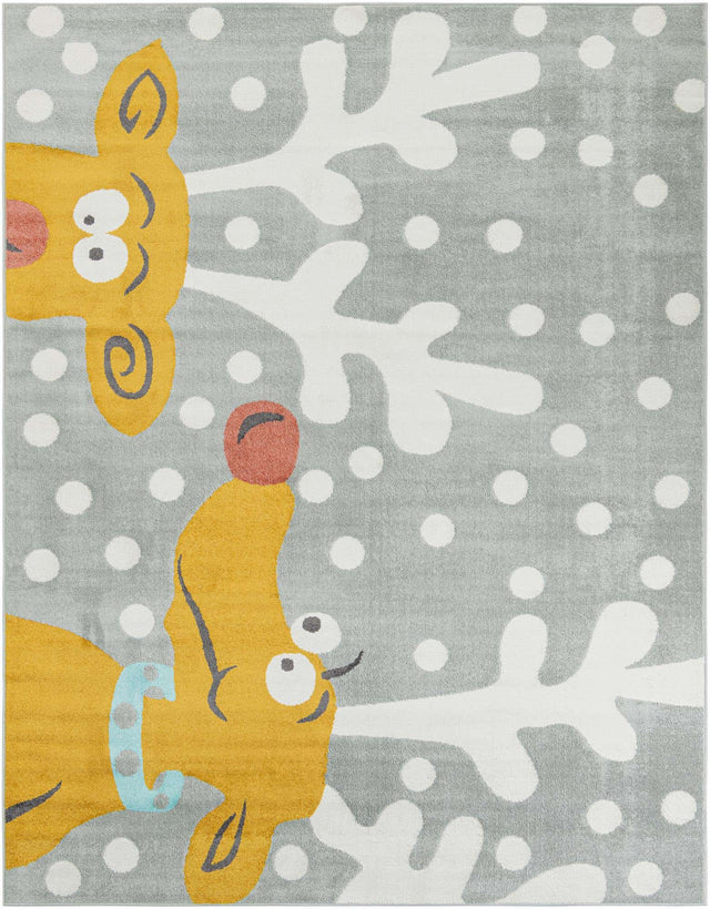 Gray 7' 10 x 10' Whimsy Kids Rectangle Area Rug for Baby Nursery, Toddler Playroom, Bedrooms