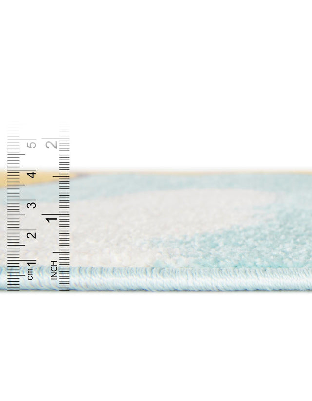 Blue 5' 3 x 8' Whimsy Kids Rectangle Area Rug for Baby Nursery, Toddler Playroom, Bedrooms