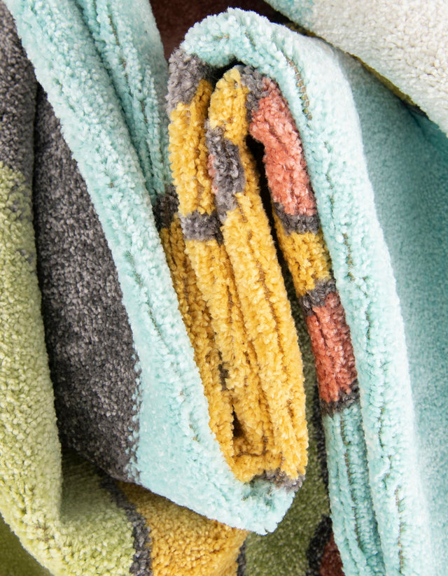 Blue 7' 10 x 10' Whimsy Kids Rectangle Area Rug for Baby Nursery, Toddler Playroom, Bedrooms