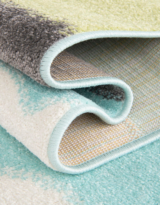 Blue 7' 10 x 10' Whimsy Kids Rectangle Area Rug for Baby Nursery, Toddler Playroom, Bedrooms