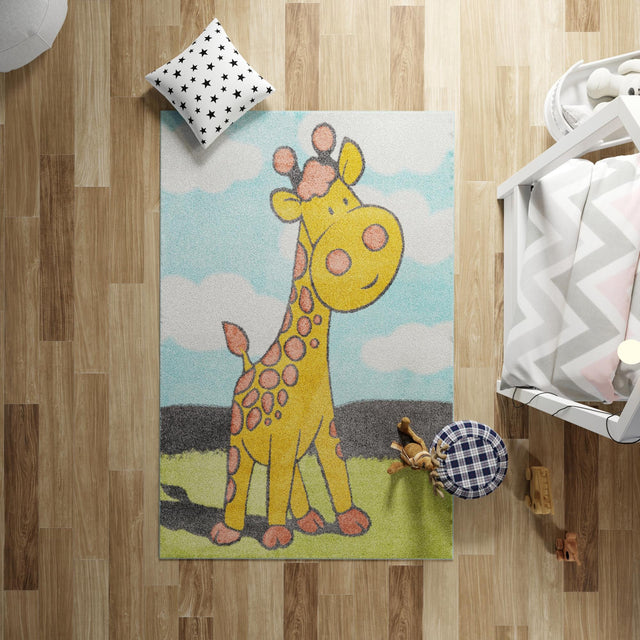 Blue 7' 10 x 10' Whimsy Kids Rectangle Area Rug for Baby Nursery, Toddler Playroom, Bedrooms