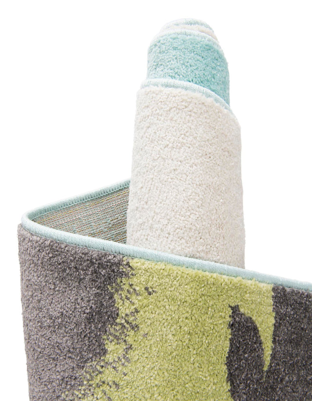 Blue 7' 10 x 7' 10 Whimsy Kids Round Area Rug for Baby Nursery, Toddler Playroom, Bedrooms