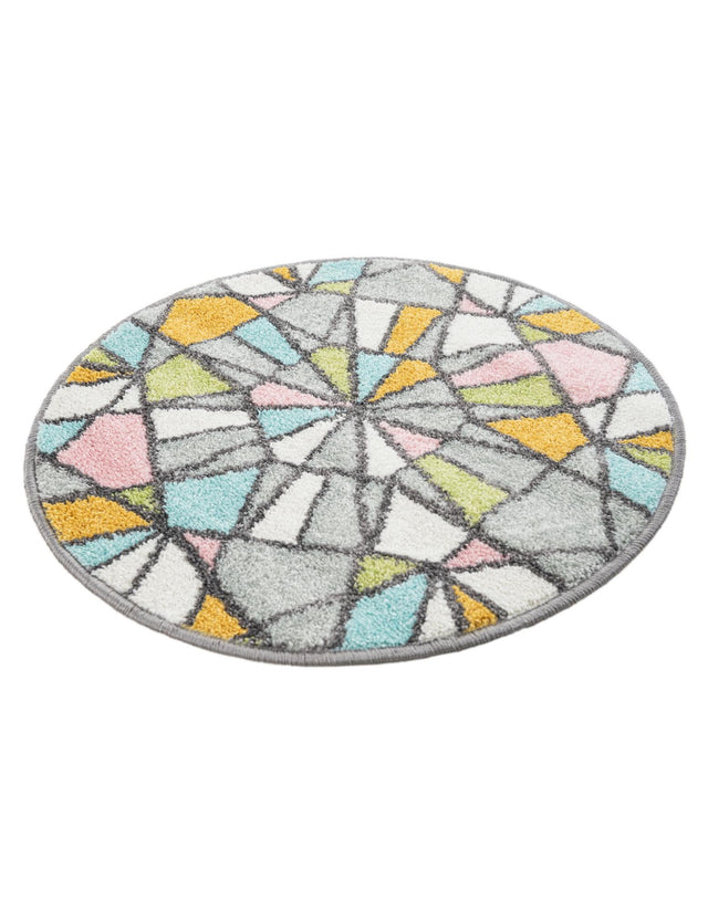 Multicolor 2' 2 x 2' 2 Whimsy Kids Round Area Rug for Baby Nursery, Toddler Playroom, Bedrooms