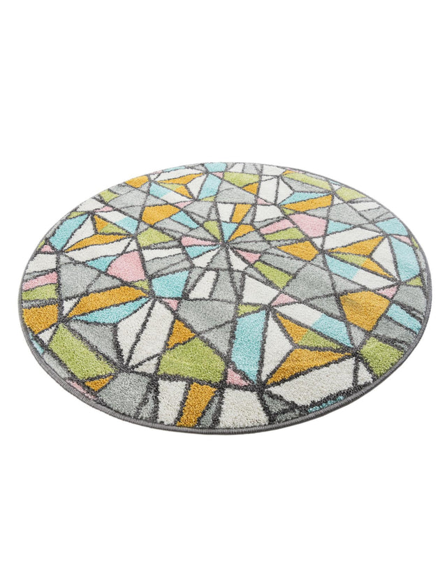 Multicolor 3' 3 x 3' 3 Whimsy Kids Round Area Rug for Baby Nursery, Toddler Playroom, Bedrooms