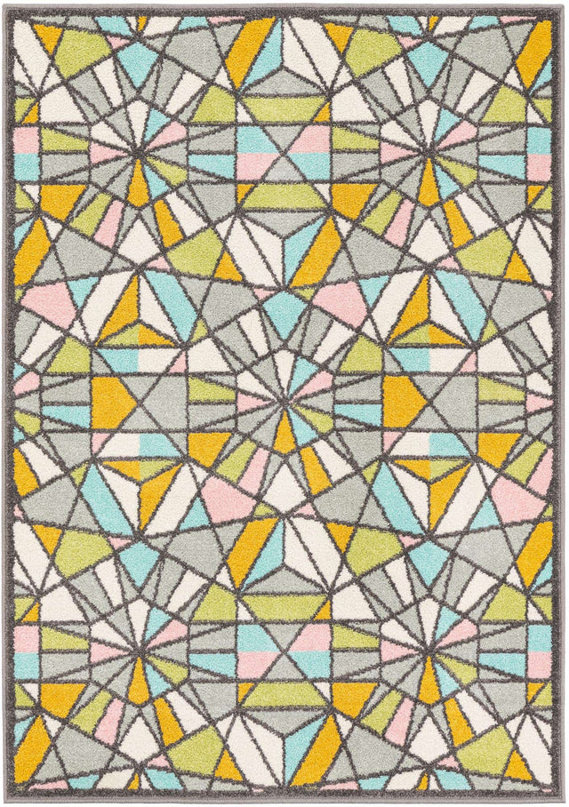 Multicolor 4' 1 x 6' 1 Whimsy Kids Rectangle Area Rug for Baby Nursery, Toddler Playroom, Bedrooms