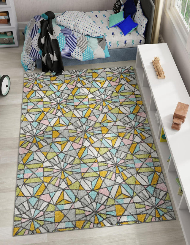Multicolor 2' 2 x 3' 1 Whimsy Kids Rectangle Area Rug for Baby Nursery, Toddler Playroom, Bedrooms