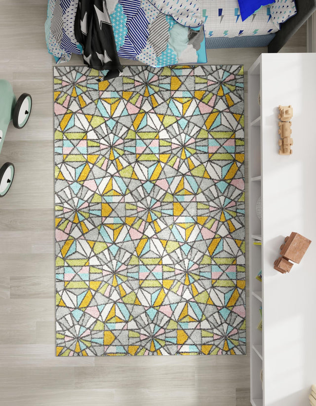Multicolor 7' 10 x 10' Whimsy Kids Rectangle Area Rug for Baby Nursery, Toddler Playroom, Bedrooms