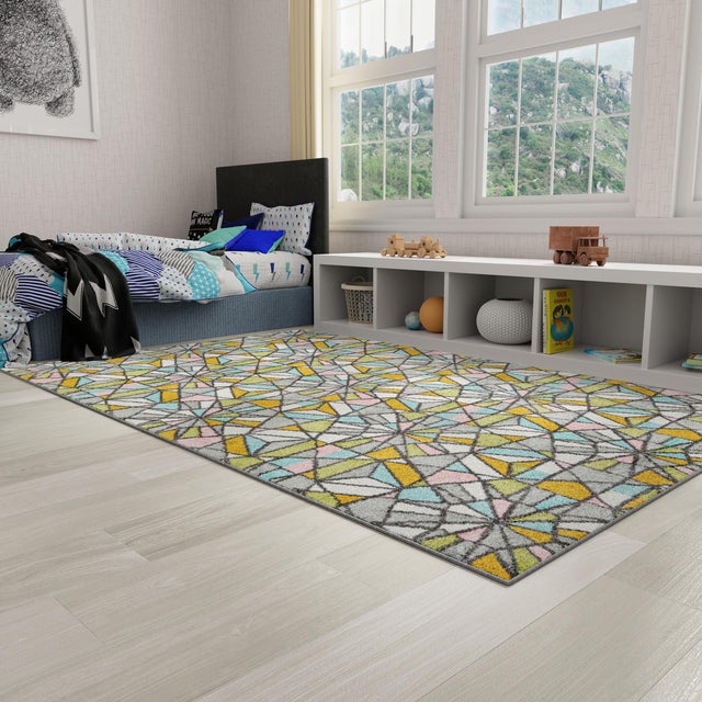 Multicolor 2' 2 x 3' 1 Whimsy Kids Rectangle Area Rug for Baby Nursery, Toddler Playroom, Bedrooms