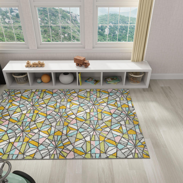 Multicolor 7' 10 x 10' Whimsy Kids Rectangle Area Rug for Baby Nursery, Toddler Playroom, Bedrooms