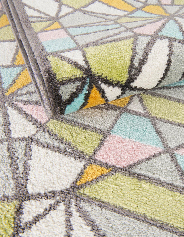 Multicolor 6' 1 x 6' 1 Whimsy Kids Round Area Rug for Baby Nursery, Toddler Playroom, Bedrooms