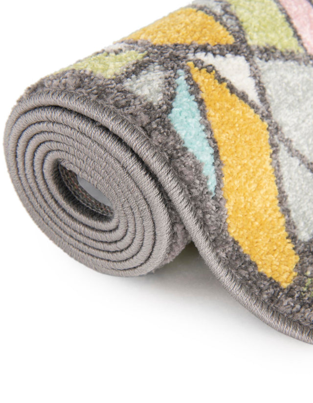 Multicolor 6' 1 x 6' 1 Whimsy Kids Round Area Rug for Baby Nursery, Toddler Playroom, Bedrooms