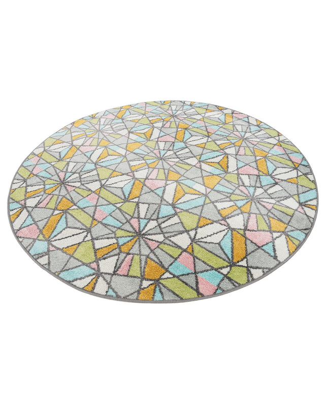 Multicolor 6' 1 x 6' 1 Whimsy Kids Round Area Rug for Baby Nursery, Toddler Playroom, Bedrooms