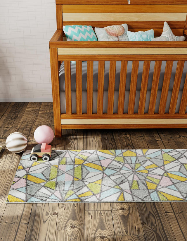 Multicolor 2' 2 x 6' 1 Whimsy Kids Runner Area Rug for Baby Nursery, Toddler Playroom, Bedrooms