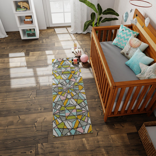 Multicolor 2' 2 x 6' 1 Whimsy Kids Runner Area Rug for Baby Nursery, Toddler Playroom, Bedrooms
