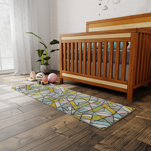 Multicolor 2' 2 x 5' 1 Whimsy Kids Runner Area Rug for Baby Nursery, Toddler Playroom, Bedrooms