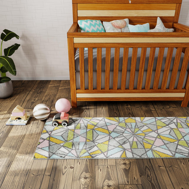 Multicolor 2' 2 x 6' 1 Whimsy Kids Runner Area Rug for Baby Nursery, Toddler Playroom, Bedrooms