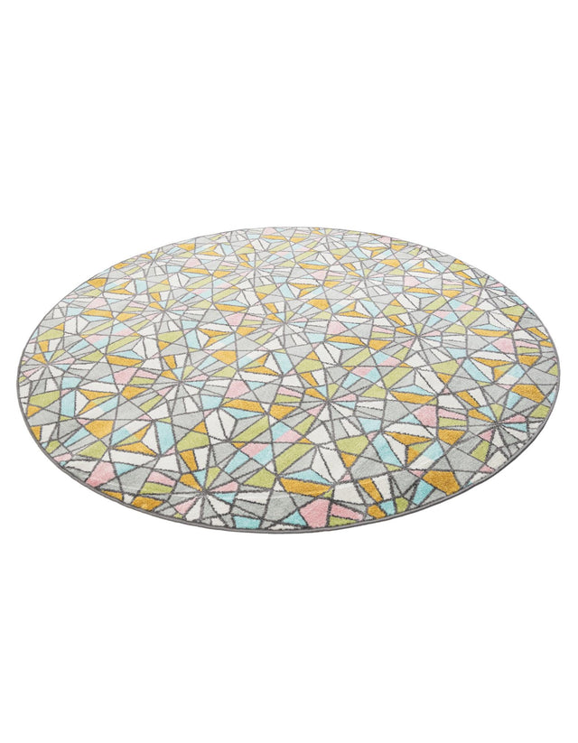 Multicolor 7' 10 x 7' 10 Whimsy Kids Round Area Rug for Baby Nursery, Toddler Playroom, Bedrooms