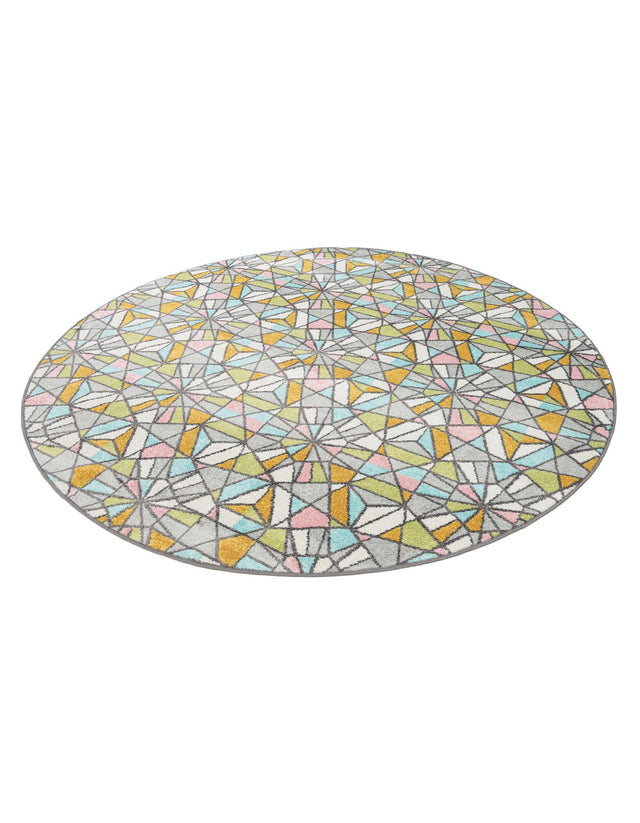 Multicolor 7' 10 x 7' 10 Whimsy Kids Round Area Rug for Baby Nursery, Toddler Playroom, Bedrooms