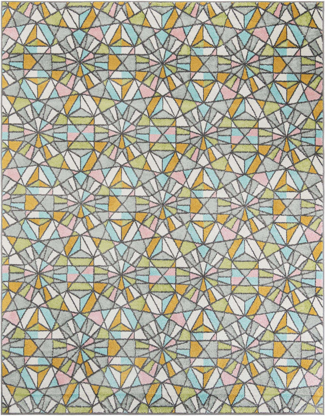 Multicolor 7' 10 x 10' Whimsy Kids Rectangle Area Rug for Baby Nursery, Toddler Playroom, Bedrooms