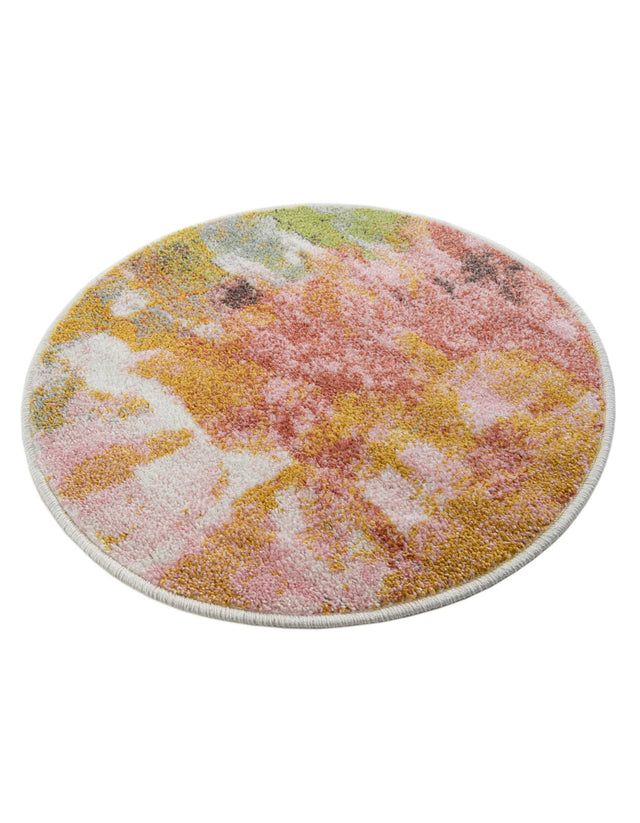 Multicolor 2' 2 x 2' 2 Whimsy Kids Round Area Rug for Baby Nursery, Toddler Playroom, Bedrooms