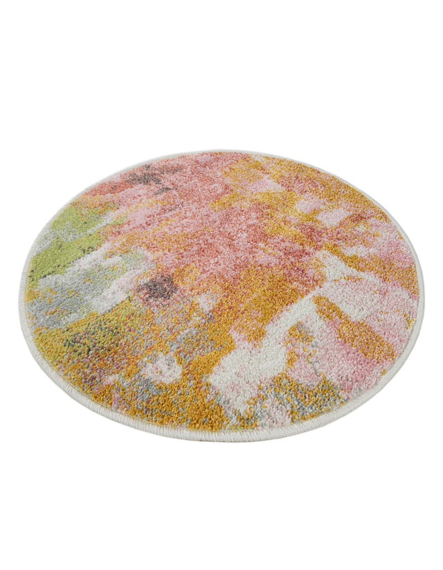 Multicolor 2' 2 x 2' 2 Whimsy Kids Round Area Rug for Baby Nursery, Toddler Playroom, Bedrooms