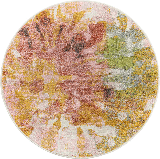 Multicolor 3' 3 x 3' 3 Whimsy Kids Round Area Rug for Baby Nursery, Toddler Playroom, Bedrooms