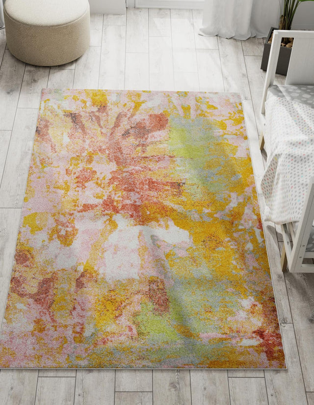 Multicolor 4' 1 x 6' 1 Whimsy Kids Rectangle Area Rug for Baby Nursery, Toddler Playroom, Bedrooms