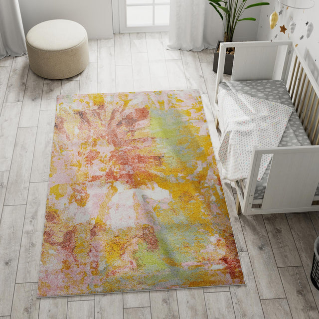 Multicolor 5' 3 x 8' Whimsy Kids Rectangle Area Rug for Baby Nursery, Toddler Playroom, Bedrooms