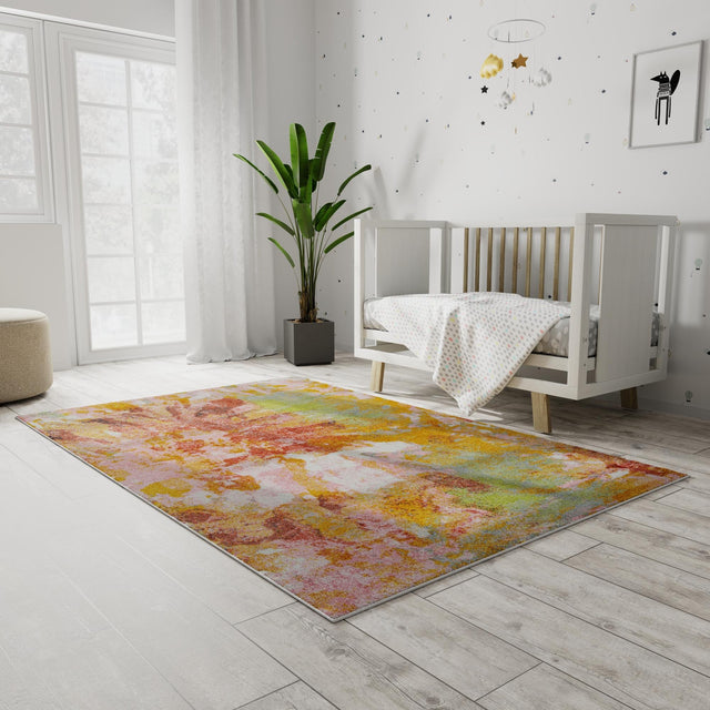 Multicolor 5' 3 x 8' Whimsy Kids Rectangle Area Rug for Baby Nursery, Toddler Playroom, Bedrooms