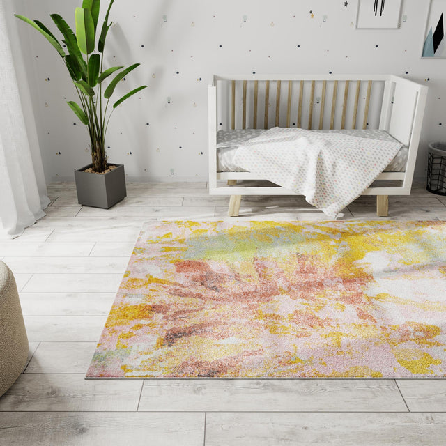 Multicolor 7' 10 x 10' Whimsy Kids Rectangle Area Rug for Baby Nursery, Toddler Playroom, Bedrooms