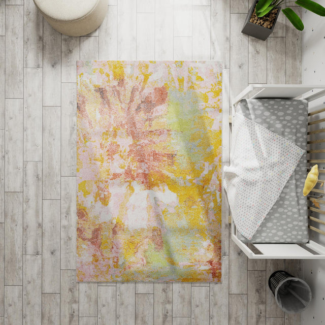 Multicolor 5' 3 x 8' Whimsy Kids Rectangle Area Rug for Baby Nursery, Toddler Playroom, Bedrooms