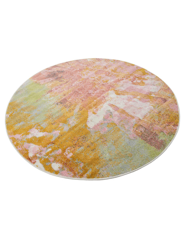 Multicolor 6' 1 x 6' 1 Whimsy Kids Round Area Rug for Baby Nursery, Toddler Playroom, Bedrooms