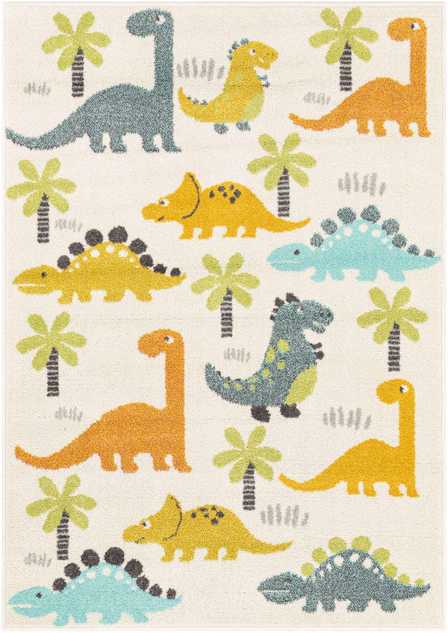 Ivory 4' 1 x 6' 1 Whimsy Kids Rectangle Area Rug for Baby Nursery, Toddler Playroom, Bedrooms