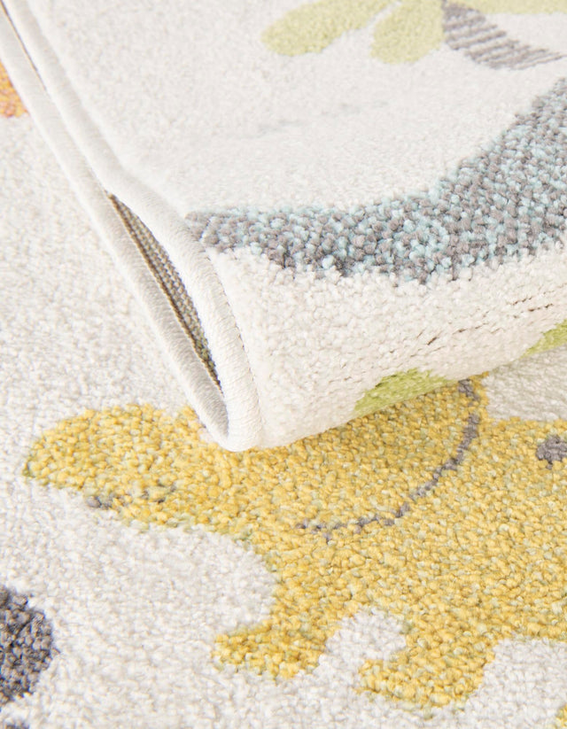 Ivory 4' 1 x 6' 1 Whimsy Kids Rectangle Area Rug for Baby Nursery, Toddler Playroom, Bedrooms