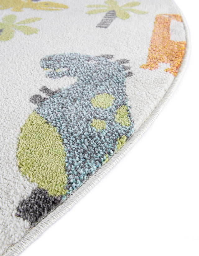 Ivory 3' 3 x 3' 3 Whimsy Kids Round Area Rug for Baby Nursery, Toddler Playroom, Bedrooms