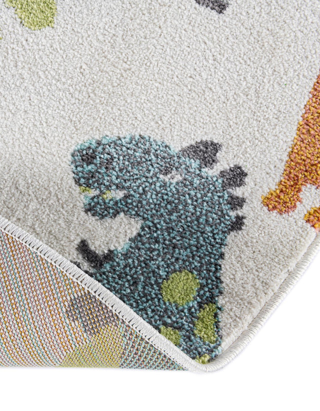 Ivory 3' 3 x 3' 3 Whimsy Kids Round Area Rug for Baby Nursery, Toddler Playroom, Bedrooms